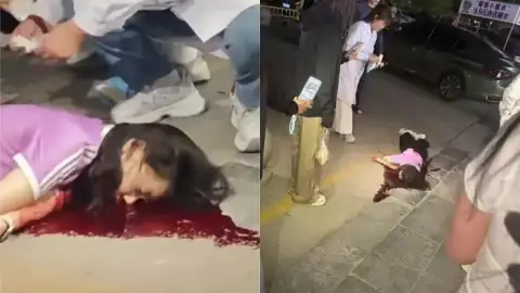 女子被男友持刀捅脖子
