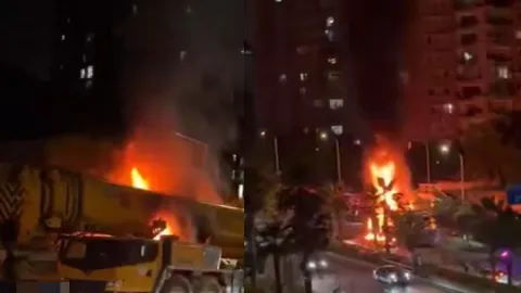 重庆吊车自燃事件