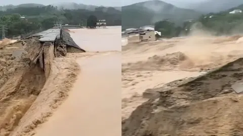 横州六蓝水库溃坝惨状