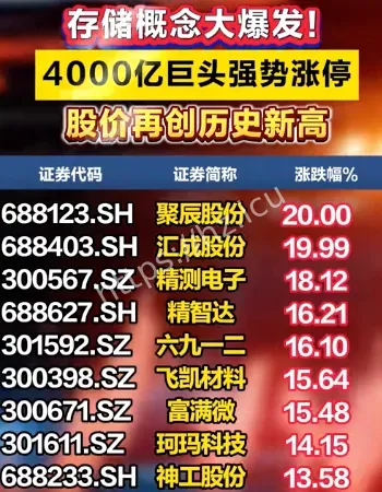 存储芯片概念大幅高开
