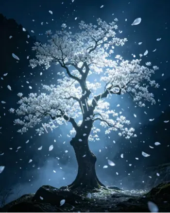 秦岭千年玉兰古树夜间发光